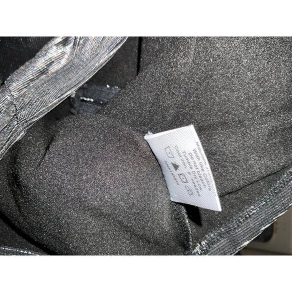 1X Ladies Crop Top Blouse Metallic Textured Zip Detail Long Sleeves Silver Black - Picture 9 of 10